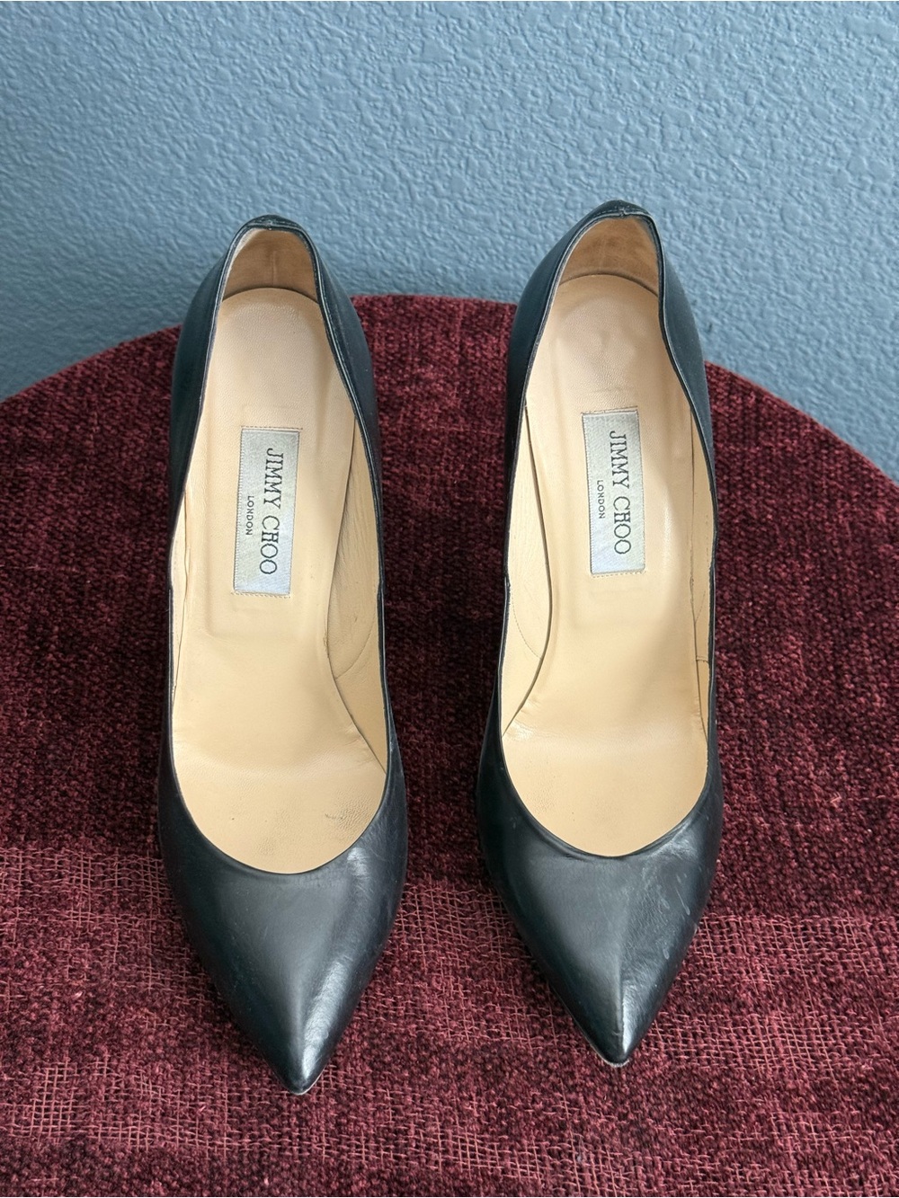 Jimmy Choo Black Pointed Leather Pumps